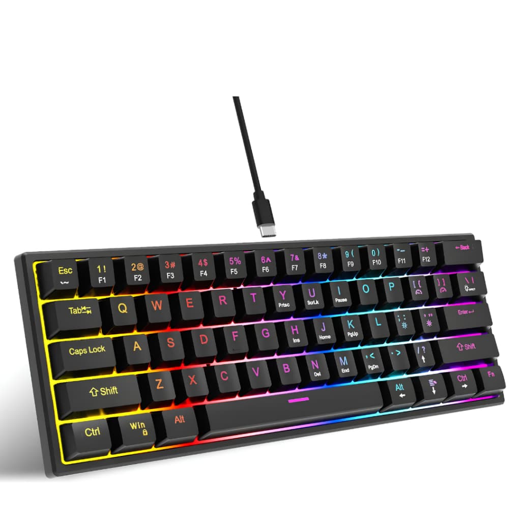 Teclado Mecânico Gamer Knup 63 Teclas Switch Blue Rainbow RGB Anti-Ghosting USB