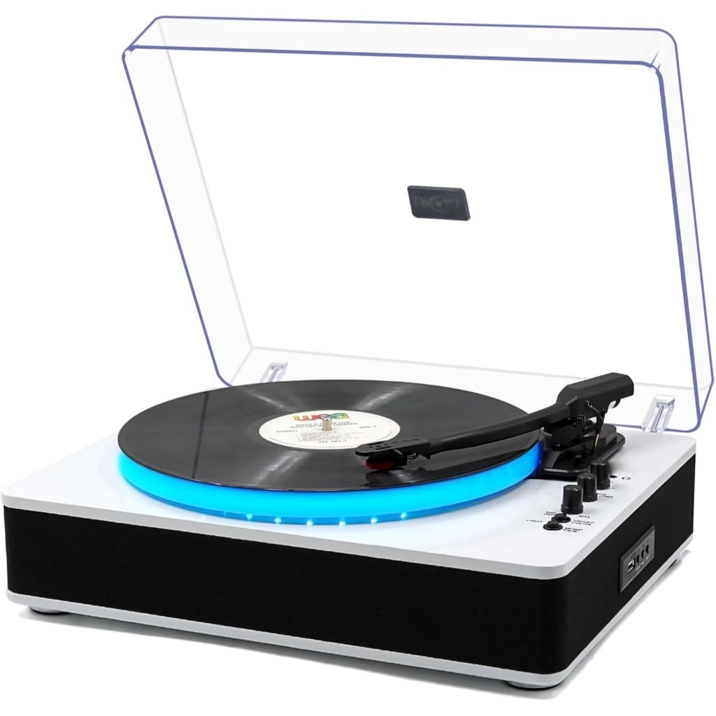 Toca-discos VEDO, com alto-falantes estéreo integrados, controle por LED, prato giratório de vinil com acionamento por c