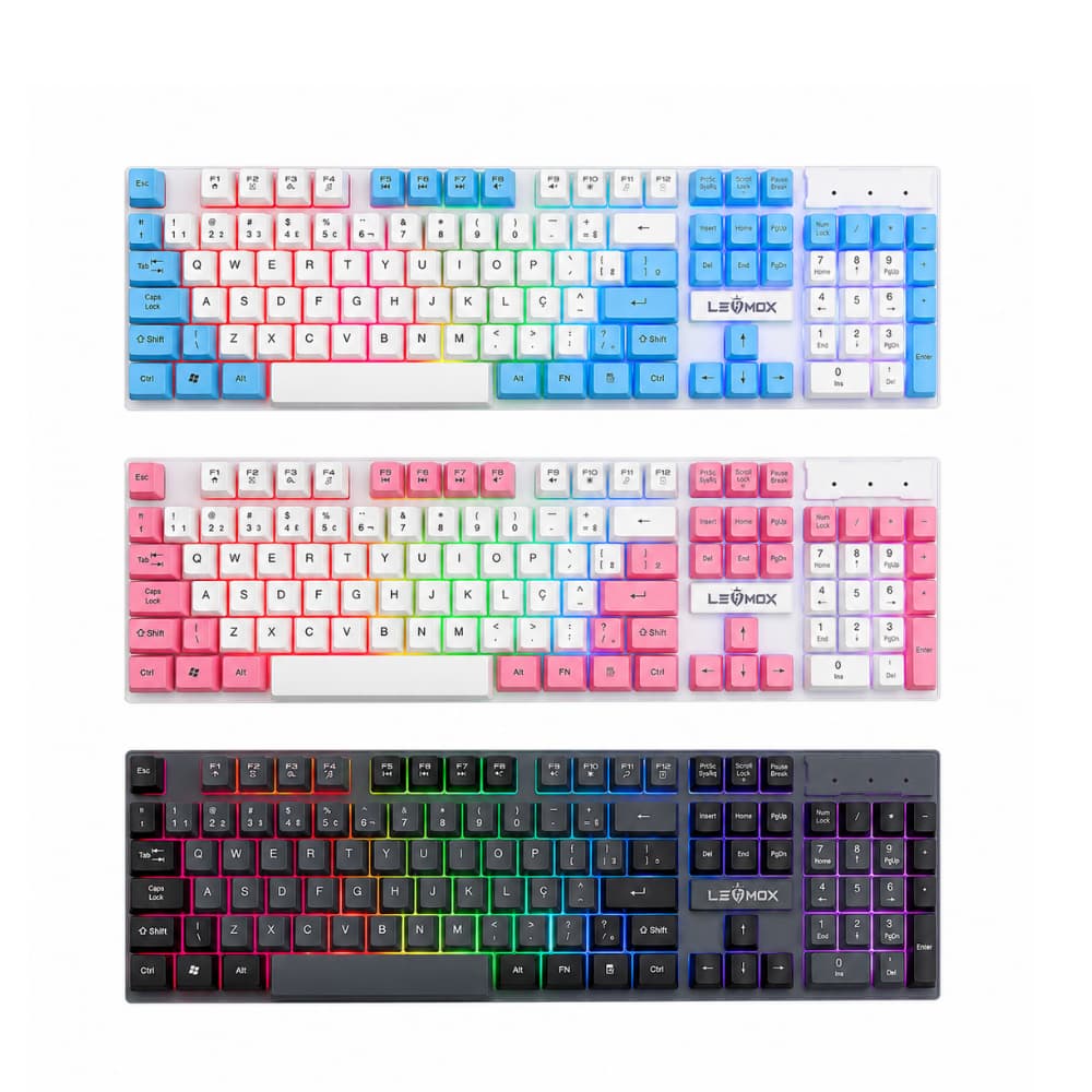 Teclado Gamer RGB Semi Mecânico LED USB ABNT2 com Numérico Teclas Silenciosas PC Notebook Windows Mac