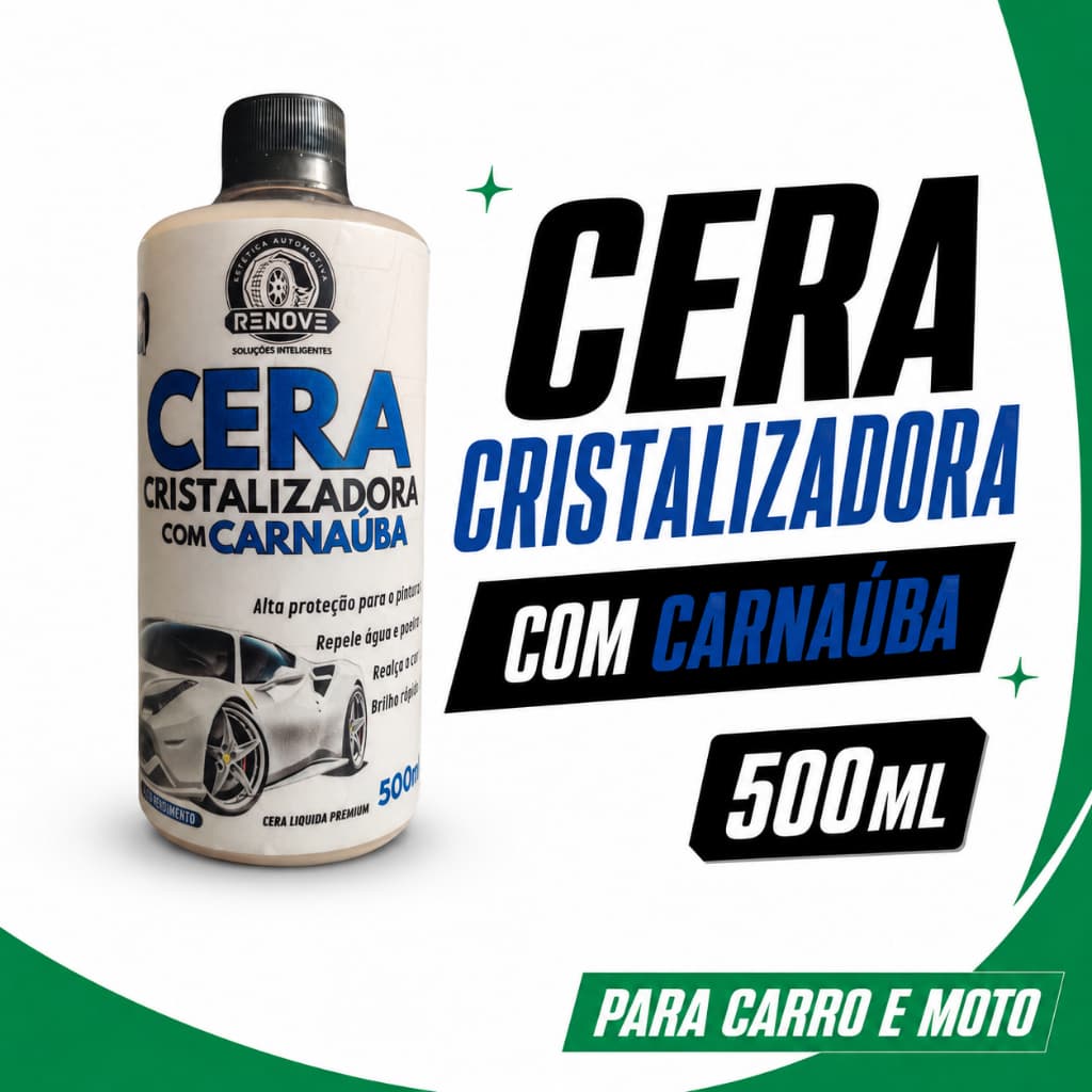 Cera Líquida Carnaúba – Tira Riscos, Realça Brilho e Repele Água para Carros