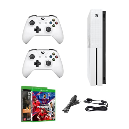Xbox One S 2 Controles Originais + 2 jogos + Cabos