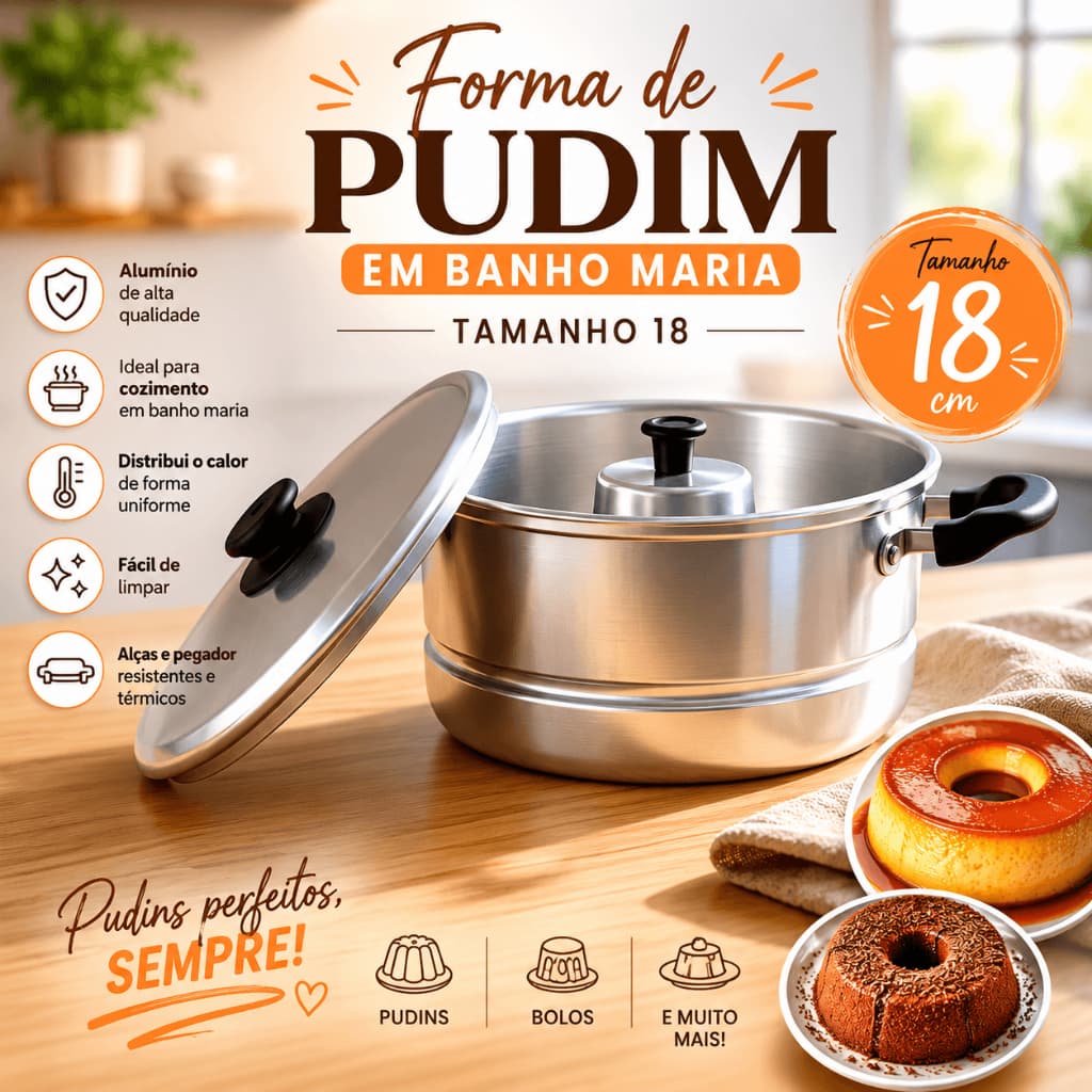 forma pudim banho maria n 18 panela 2 em 1