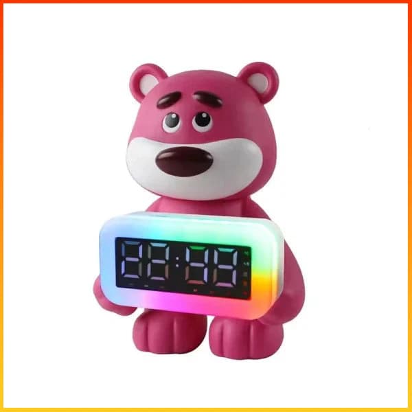 Caixa de Som Urso RGB com Relógio Digital Despertador 🐻 Temperatura Tempo Real Bateria Longa Duração