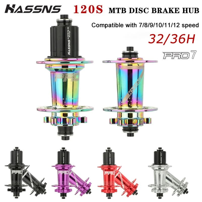 HASSNS-Mountain Bike Bearing Hub , Pro7 MTB , 32 Furos , 36 Traseiro 32h , Buchas De Bicicleta Noisy Cube , 12 , 11 , 10 , 9 , 8 , 7 Velocidade