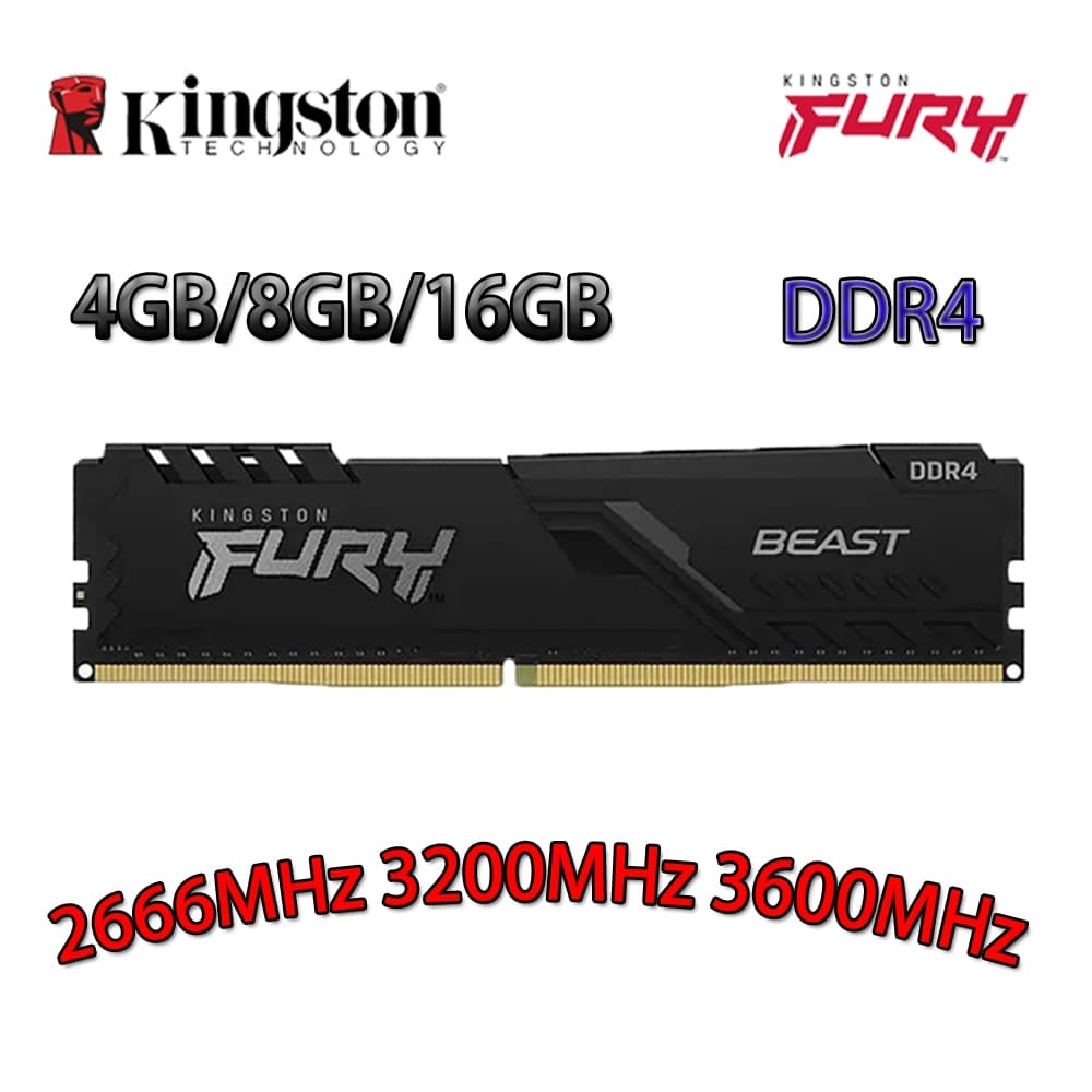 Kingston HyperX Fury Beast DDR4 RAM 4 Gb 8 16 DDR4 2666/3200/3600 Mhz Memória Para PC