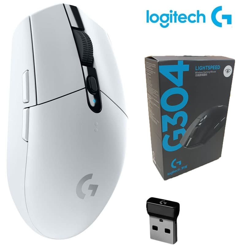 Mouse Logitech G304 Original Preto/Branco-Espoyl Para Jogos Sem Fio 2.4 Ghz 1200 Dpi