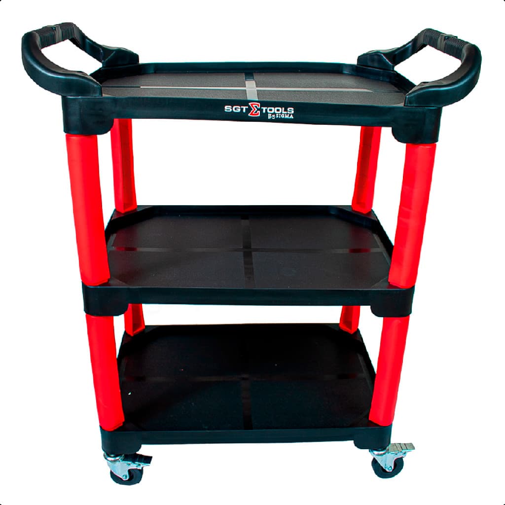 Carrinho Detailers Mecânico 3 Prateleiras Até 135Kg Vermelho