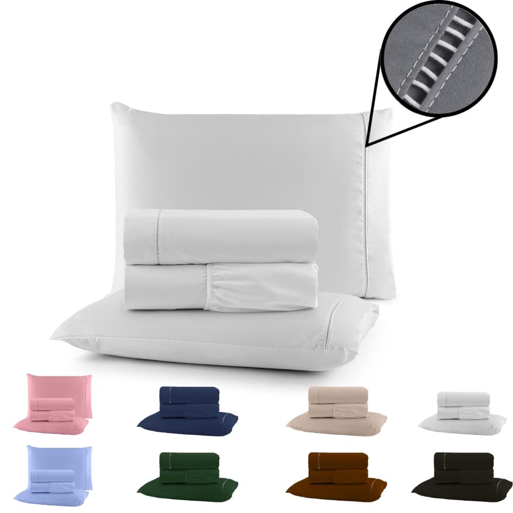 Jogo de Lençol 03 Peças 400 Fios Cama Solteiro Ponto Palito