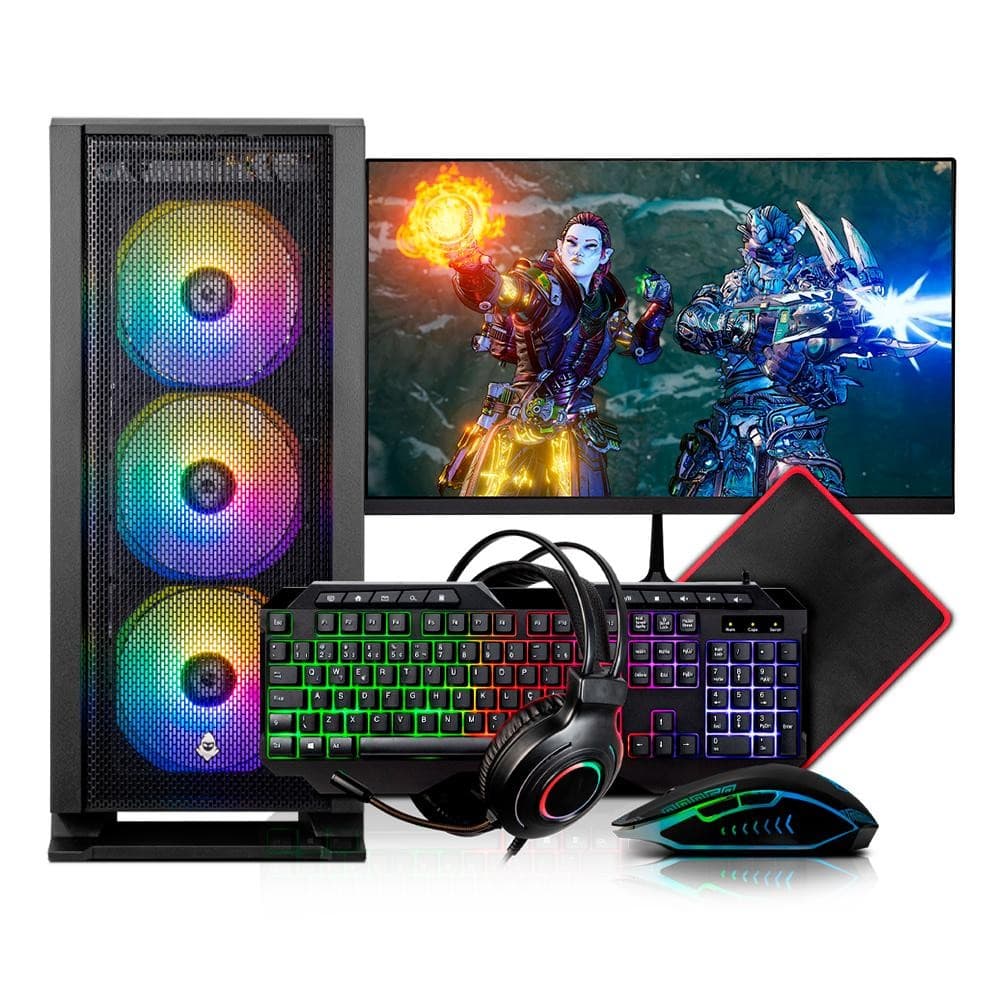 PC Gamer Completo Mancer, AMD RYZEN 5, 16GB DDR4, SSD 480GB, Fonte 400W 80 Plus
