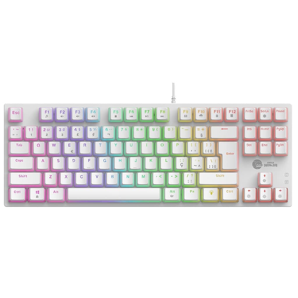 Teclado Mecânico Gamer Ninja Leap Pudim, Switch Blue, Rainbow, ABNT2, Gamer Ninja Leap - White Pudim