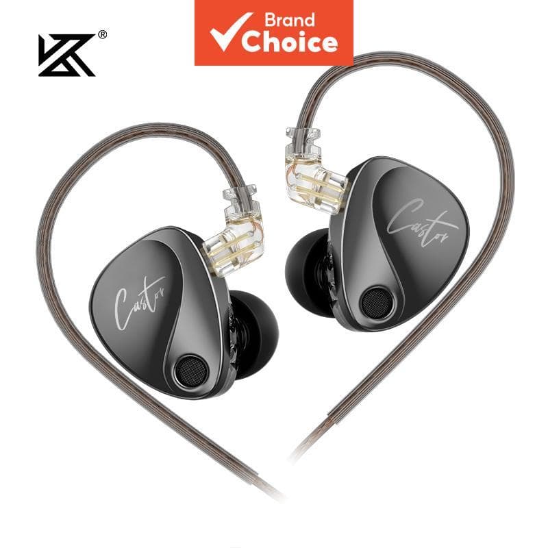  KZ Castor In Ear HiFi Fone de Ouvido Dinâmico de Alta Qualidade Ajustável Monitor de Armatura Balanceada Cancelando