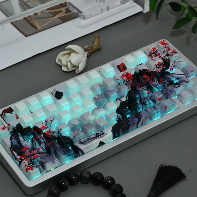 Tinta Ameixa Brilho Através De Teclas Retroiluminadas RGB Dye Sub PBT Keycap Cherry Profile Para Teclado