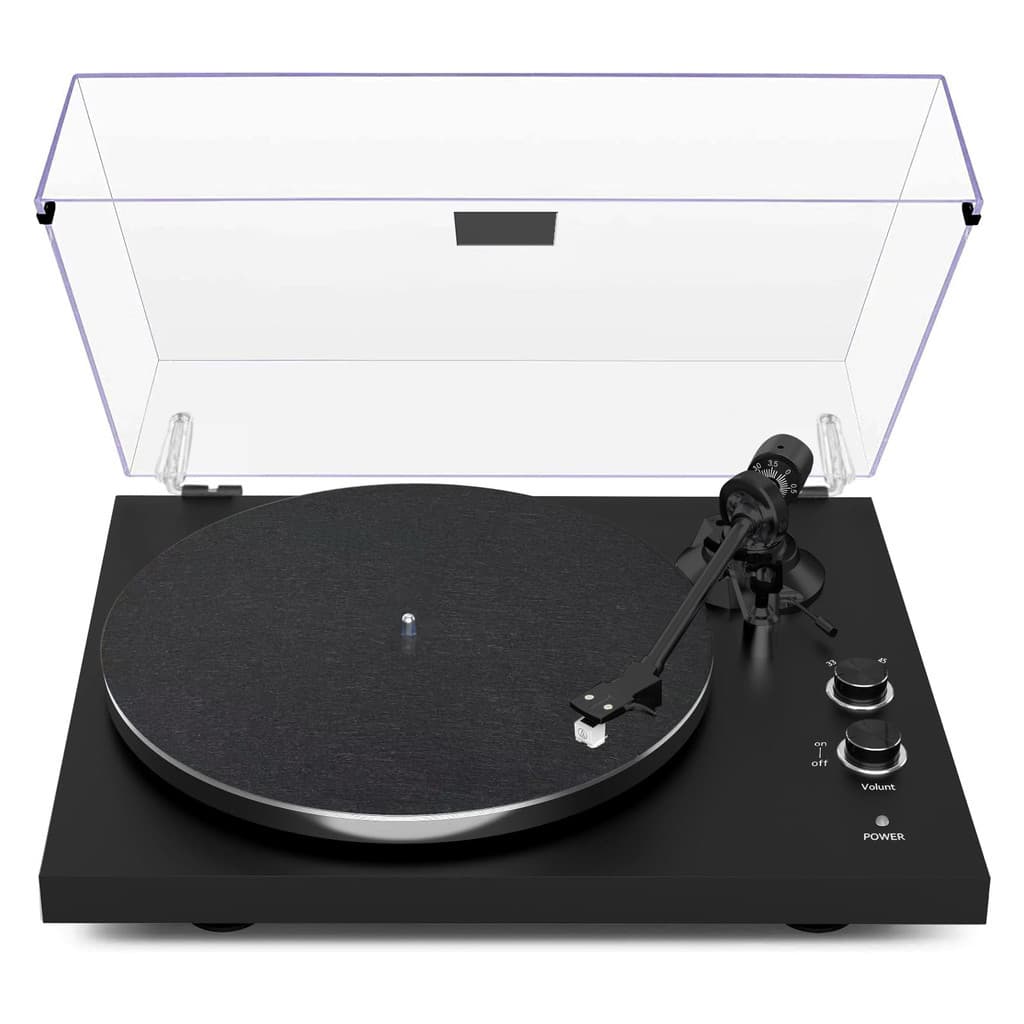 Toca-discos VEDO com transmissão direta por correia Suporta toca-discos de vinil com velocidade de 33 e 45 RPM