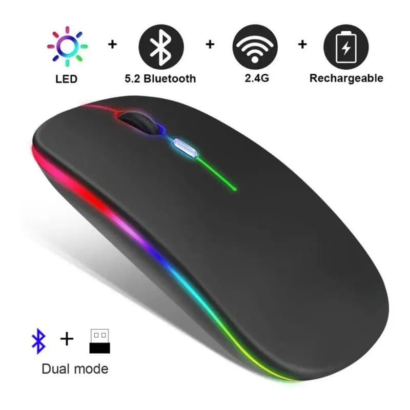 Mouse Sem Fio Recarregável Silencioso Bluetooth/USB Ergonômico PC Notebook