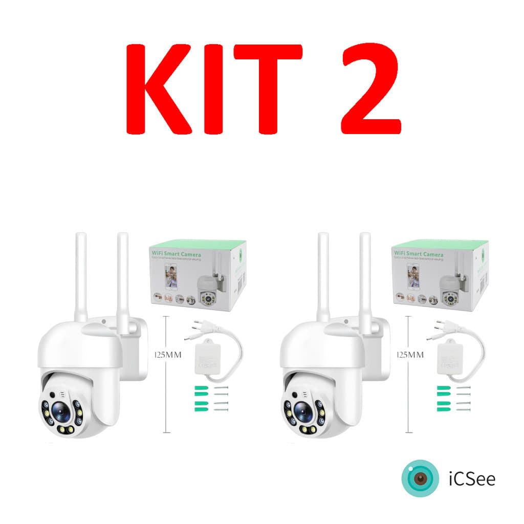 Câmeras de Segurança Wi-Fi 2.4G Inteligente ICSEE com Visão Noturna - Kit 2