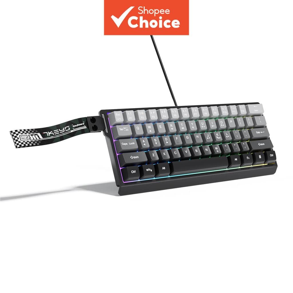  Teclado de Jogos Com Fio RGB 61 Teclas Ergonômico Compacto Portátil Layout 60%