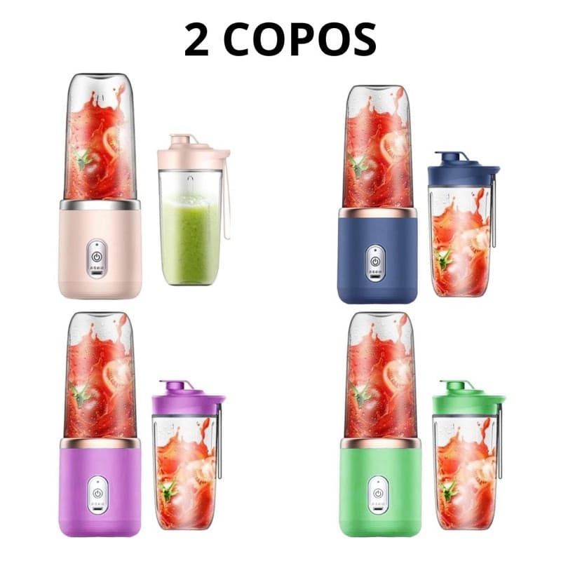 400ML 2copos Espremedor Elétrico Mini Liquidificador Portátil 6 Lâminas De Suco De Alimentos Misturador TOP