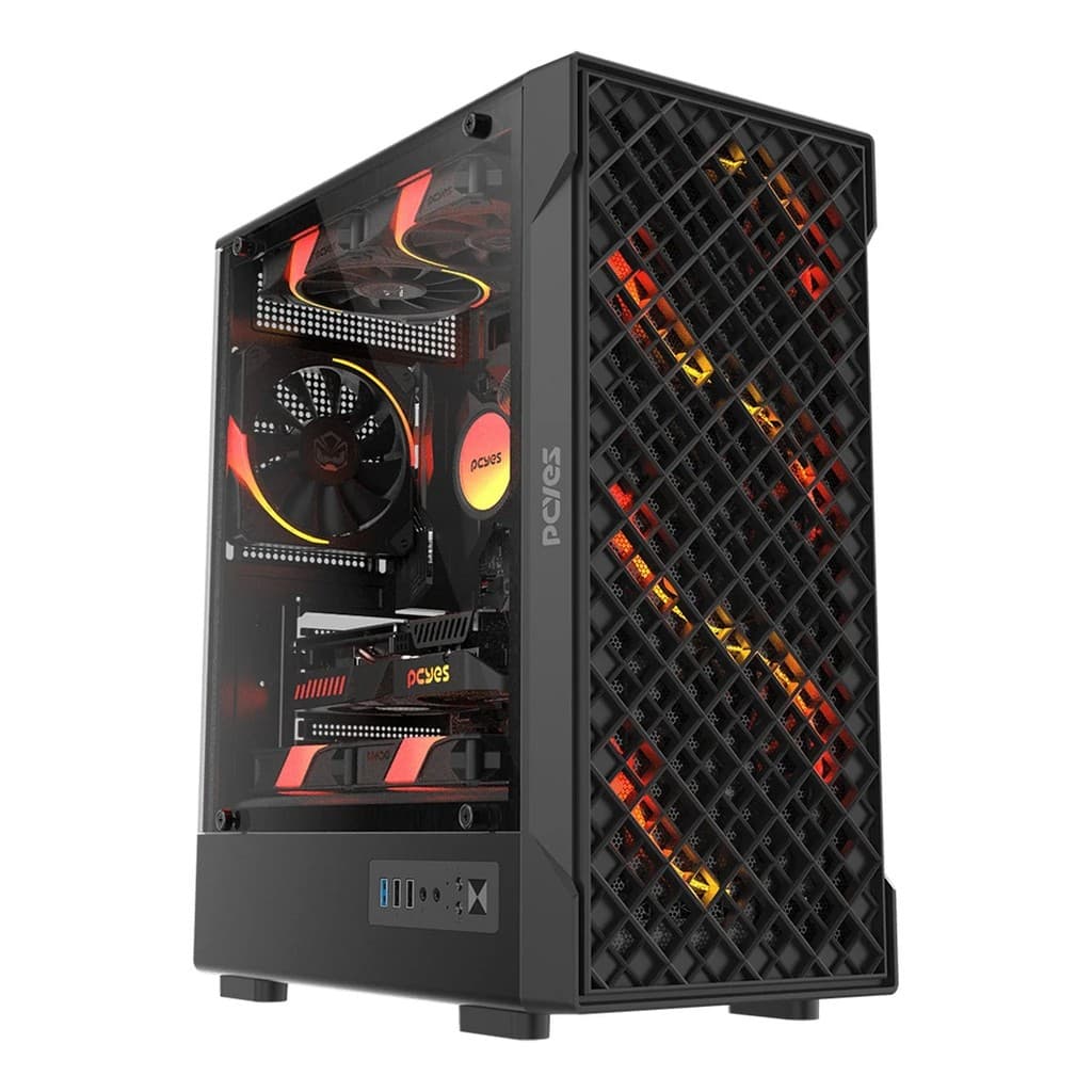 Gabinete Gamer Pcyes Velyr Black Vulcan Lateral Vidro Temperado