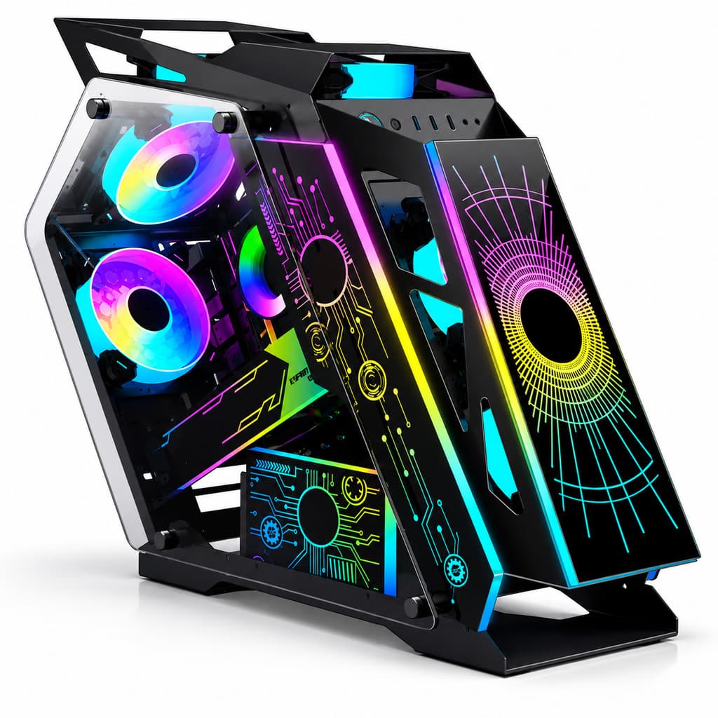 Gabinete Gamer Mini Tower Vidro Temperado 6 Fans RGB M-ATX Mini-ATX Sem Fonte AGP-M29165