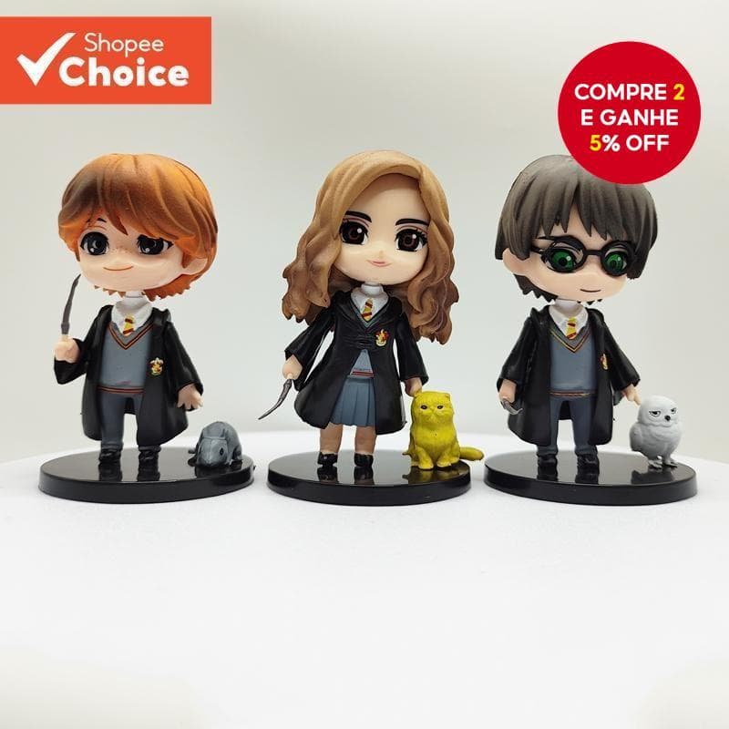 < Disponível > 3pçs / Conjunto Figuras De Ação Harry Com Adereços Animal Harry Ron Weasley Hermione Granger