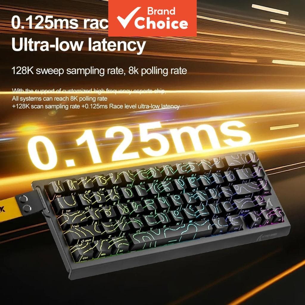 Teclado para jogos com interruptor magnético com fio Attack Shark X68HE, 66 teclas, teclado esportivo Tipo C