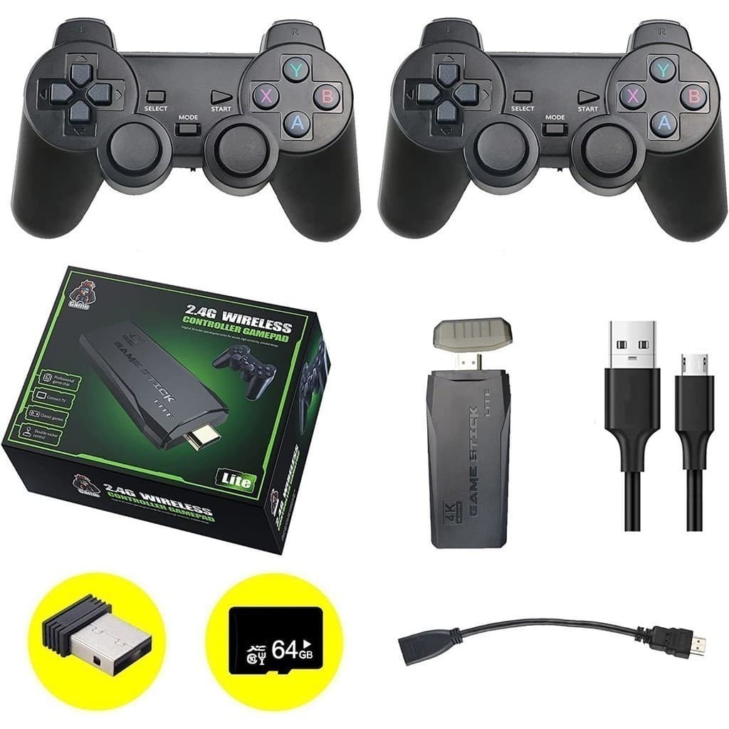 Videogame Stick 10mil 2 Controles Sem Fio Console  Portatil Jogos Retro Antigo