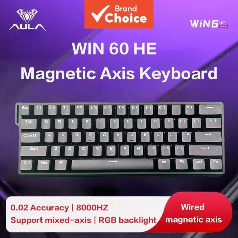 Teclado Mecânico Magnético AULA Win 60HE Preto – Personalização DIY, Jogos FPS, RGB