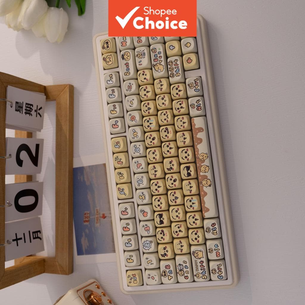 132 teclas, perfil MOA, sublimação, keycaps PBT amarelas de coelho kawaii para teclado mecânico com