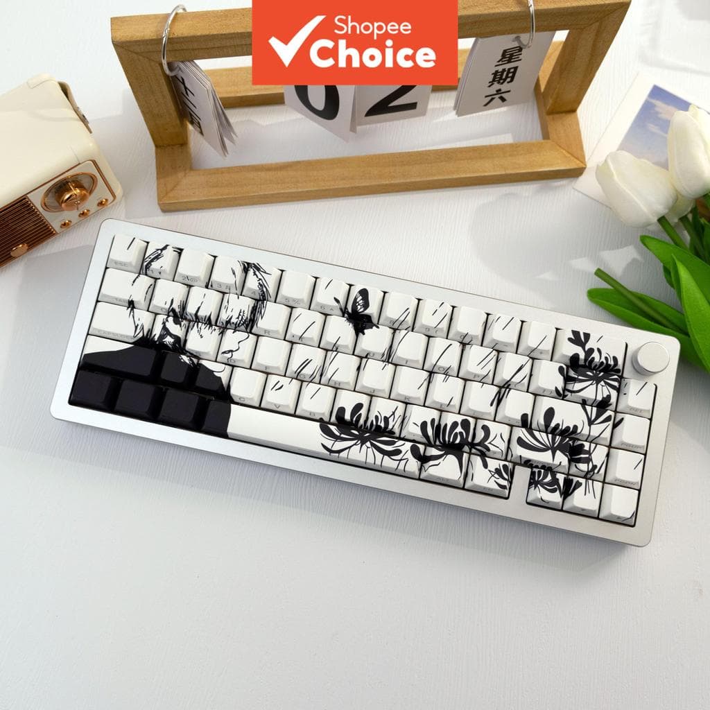 138 teclas, Keycaps estilo Cherry PBT com estampa lateral translúcida, sublimação a corante, para teclados