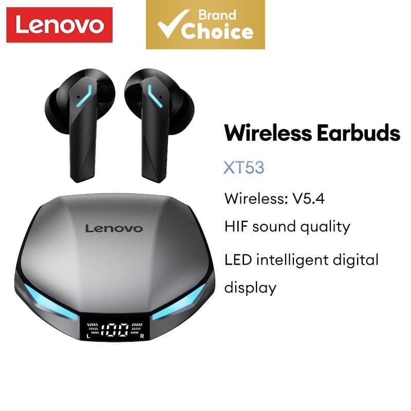 Fones de ouvido Bluetooth Lenovo XT53 TWS 5.4, sem fio, para jogos, à prova d'água, com display LED da bateria, som