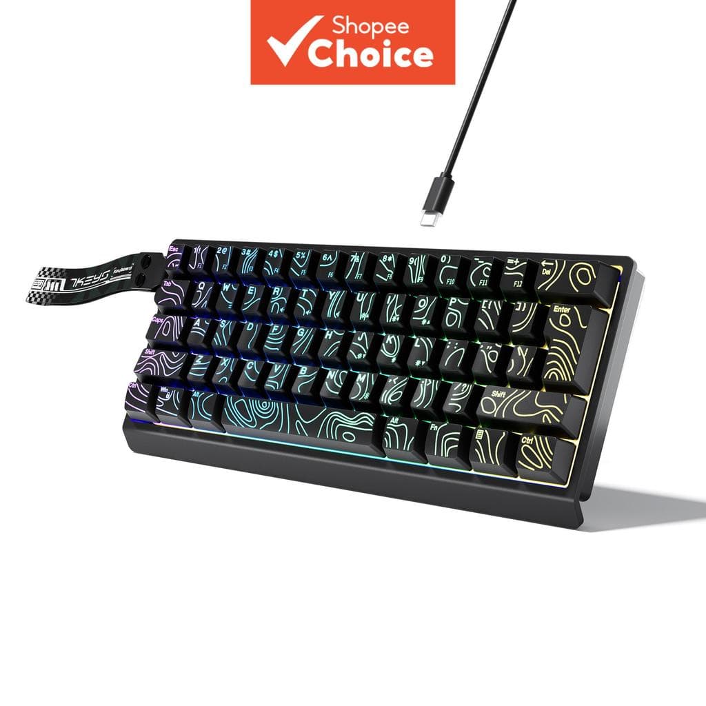 Teclado para jogos com fio retroiluminado RGB, compacto 60%, 61 teclas, G61-5, teclado ergonômico com conexão USB Tipo-C