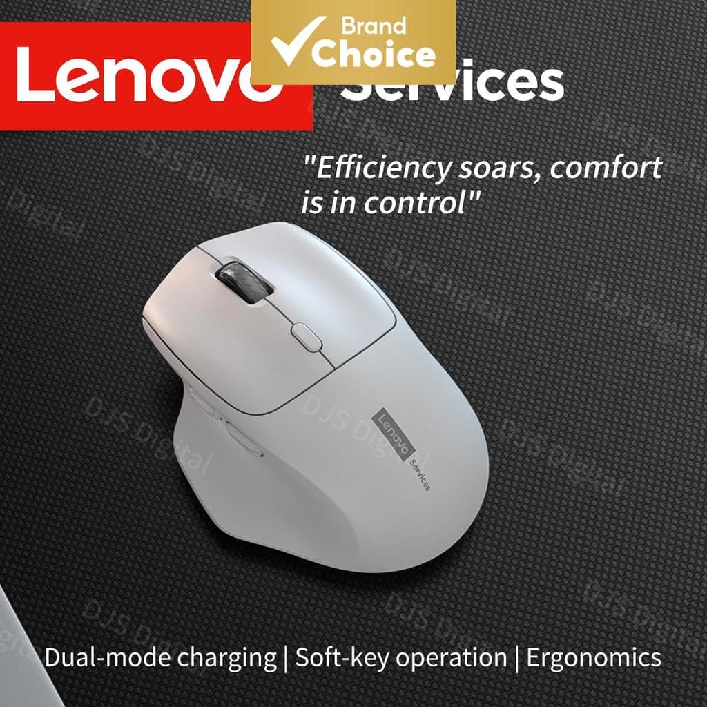 Lenovo Mouse Sem Fio Ergonômico 500mAh Recarregável 2.4GHz Bluetooth Mudo Escritório Ratos 3D Roda De Rolagem 1600 DPI A