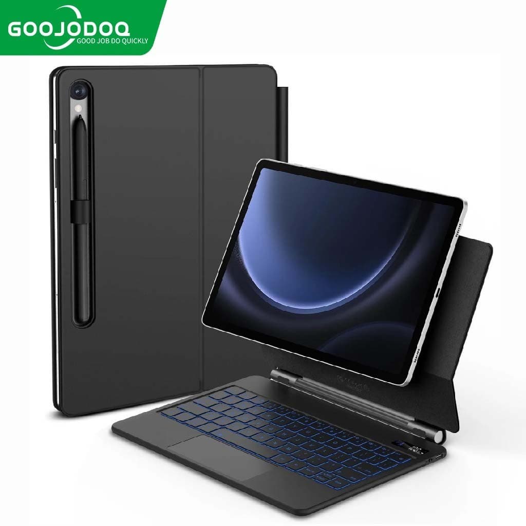 GOOJODOQ Keyboard for Samsung Tab S9+/S9 FE/S8+/S7+ /S7 FE 12.4 Magnetic Stand Multi-Touch Trackpad Backlit S Pen Holder
