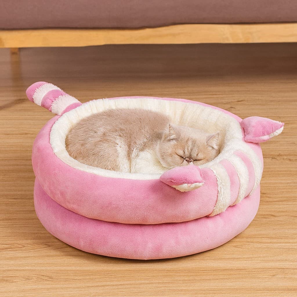 Cama Pet Confortável Estofada em Formato Redondo com Orelhinhas