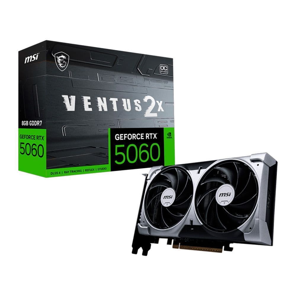 Placa de vídeo NVIDIA GeForce MSI RTX5060 8GB VENTUS 2X OC Blackwell - 912-V537-017