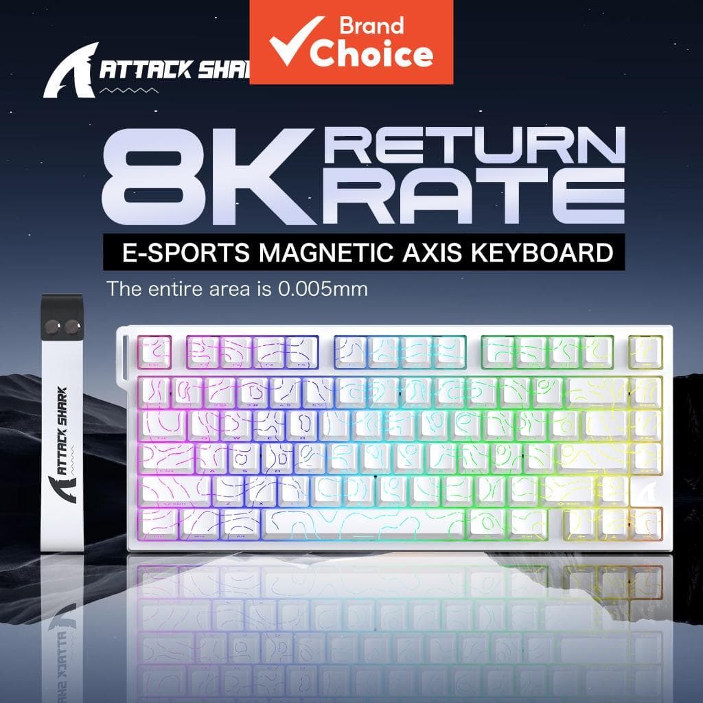 Teclado para jogos RGB ATTACK SHARK R82HE com interruptores magnéticos, layout 75%, polling 8K, latência ultrabaixa e