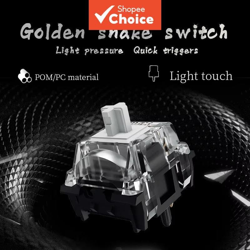 Interruptor de Teclado Mecânico Kailh MX Cobra Dourada 5 pinos Linear HIFI Som Alta Transparência Gatilho Rápido