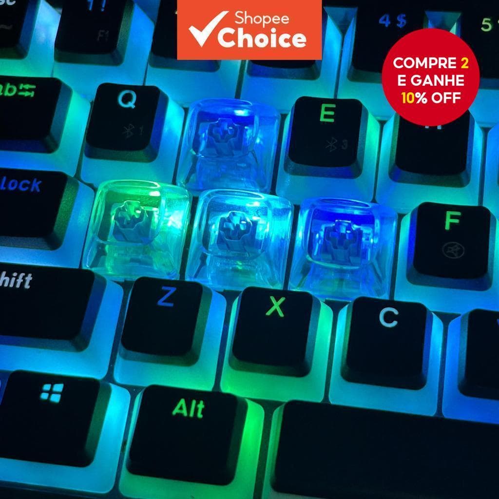 Teclados Mecânicos Crystal Backlit Transparentes Gatron Cereja Adequados para PC