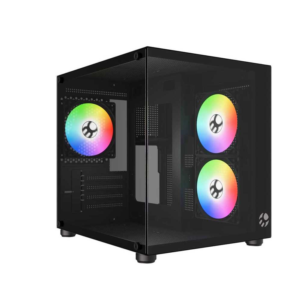 Gabinete Gamer Bluecase Pure Pro Preto Vidro Temperado mATX 3 Fans