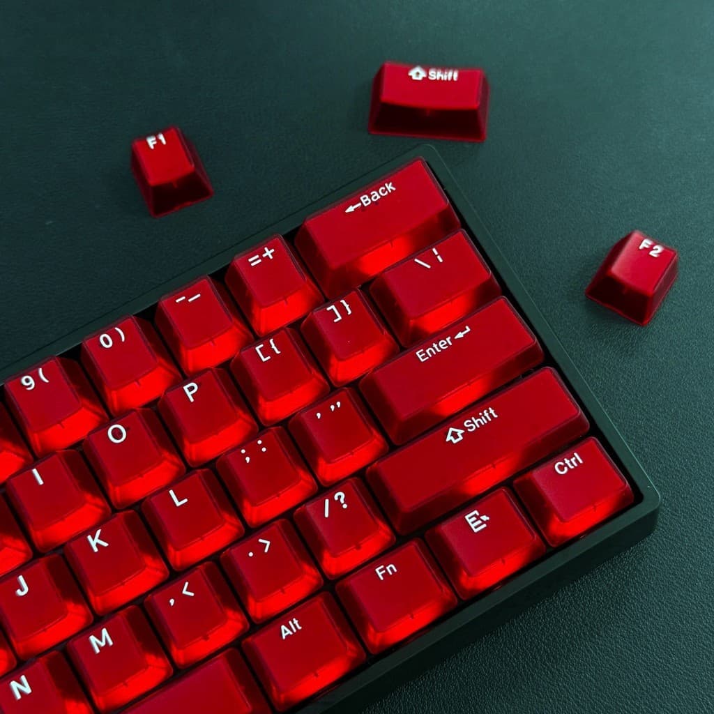 Red Jade Pudding PBT Keycaps Doule Shot Translúcido RGB Retroiluminado Perfil OEM Para Teclado