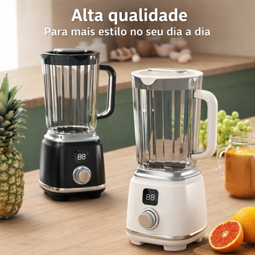 Liquidificador Triturador para Suco 600ml Para Smoothie Potencia 201w a 500w Potatil 4 Lâminas