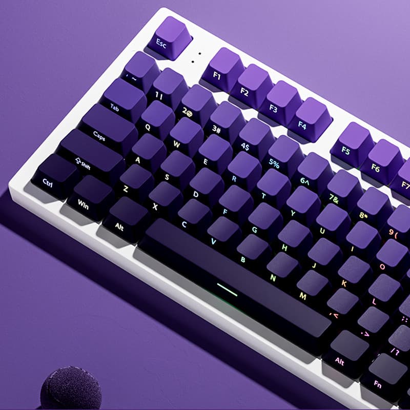 135 Teclas Roxo Duplo Tiro PBT Keycaps RGB Retroiluminado Impressão Lateral Keycap Perfil OEM Para Teclado Mecânico