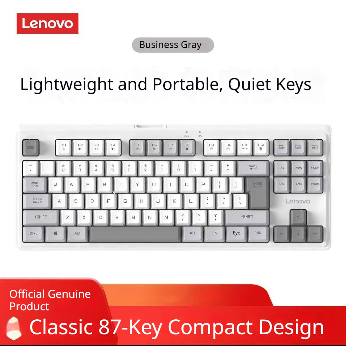  Teclado Sem Fio Lenovo X5K Pro 2.4G, Design Ergonômico Silencioso e Elegante para Uso em Escritório e Computador