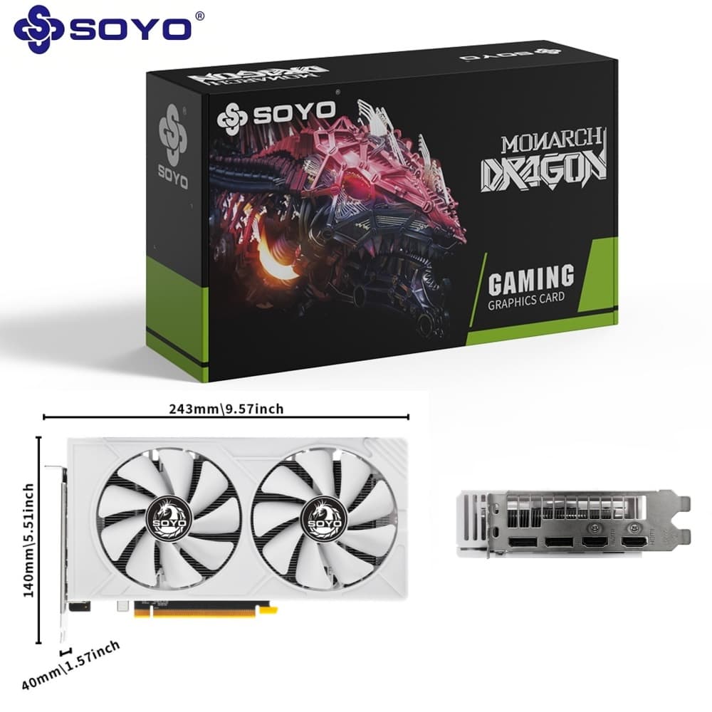 SOYO Nova placa de vídeo RX580 8G GDDR5 de alto desempenho, jogos fluidos e saída estável, ideal para upgrades de PC
