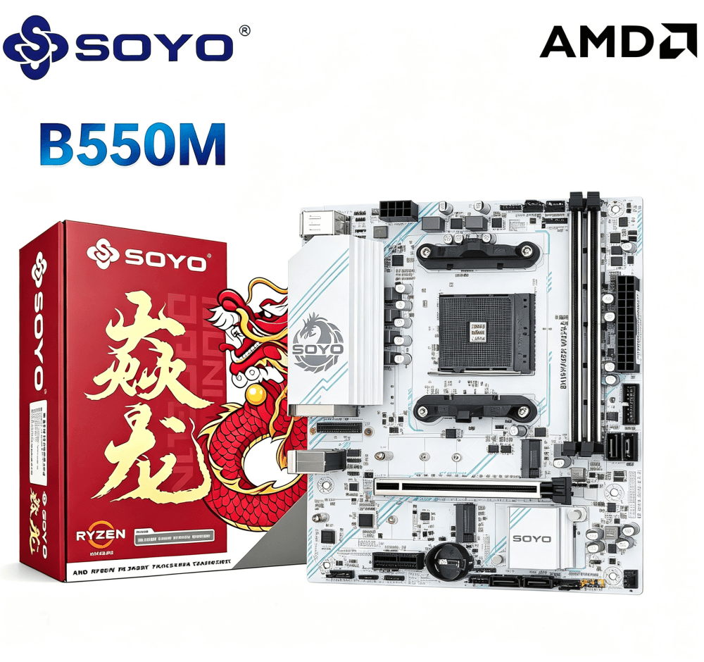 Placa-mãe SOYO AMD B550M, Dual Channel DDR4 M.2 NVME, suporte a memória ARGB Pin, AMD4 Ryzen 5 5600/5700X para