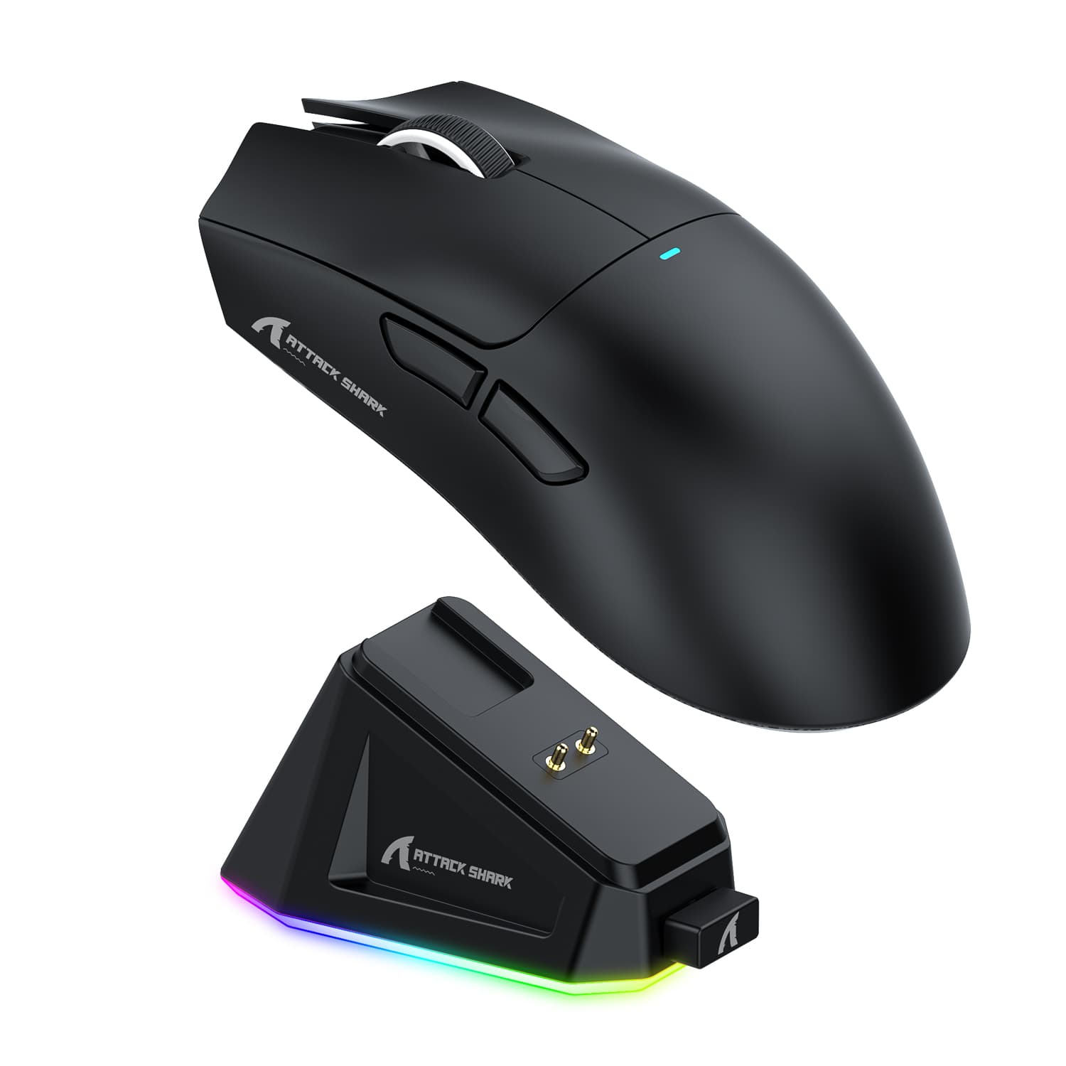 Mouse Gamer Sem Fio Attack Shark X11 Original com Adesivo, Bluetooth, USB, Preto e Branco, 3 em 1